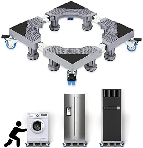 Cecaylie Waschmaschinen-Untergestell Verstellbare Beweglich Sockel, Trockner Sockel Untergestell Podeste & Rahmen für Gefrierschrank,(40-68CM Einstellbare)