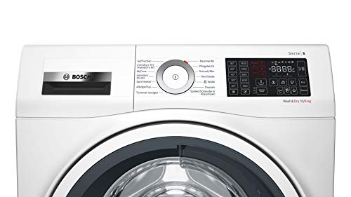 Bosch WDU28512 Serie 6 Smarter Waschtrockner,10kg Waschen,1400UpM,AutoDry optimale Trocknung, EcoSilence Drive leiser und effizienter Motor, weiß-schwarzgrau, Wash & Dry 60' Wäschepflege in 60 Minuten