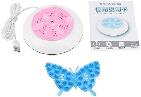 Waschmaschine Mini Ultraschall Wäsche Turbine Washer Reiniger Tragbare Multifunktionale Wash Tool Kleidung Reinigungswerkzeug für Reise Kinder Wäsche(Pink)