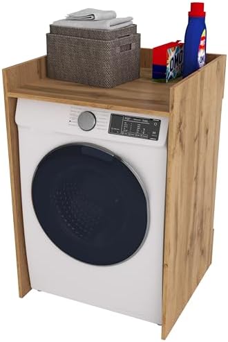 defiPad® Waschmaschinenschrank für Waschmaschine oder Wäschetrockner | Stylisch und praktisch Waschmaschine Trockner Schrank | Waschmaschinenregal | Waschmaschinenüberbau | 66x97x62 CM (Premium Eiche)