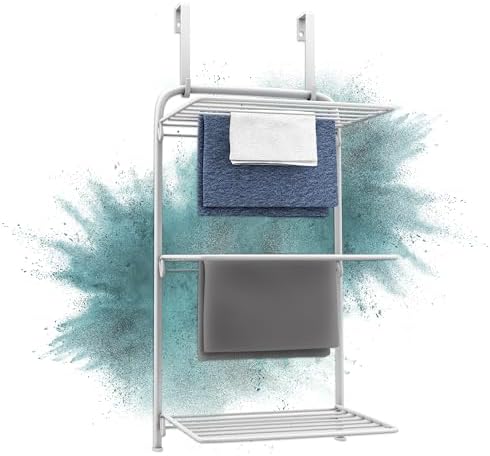 Erica – praktischer weißer Wäscheständer für Tür zur platzsparenden Wäschetrocknung – 3 ausklappbare Flügel mit 11 Metern Wäscheleine bieten viel Fläche für Textilien