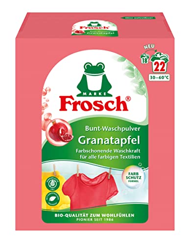Frosch Granatapfel Bunt-Waschpulver, Pulver Waschmittel (22 WL), Buntwaschmittel bekämpft hartnäckigste Flecken, Farbschutz, 1er Pack (1 x 1,45 kg)