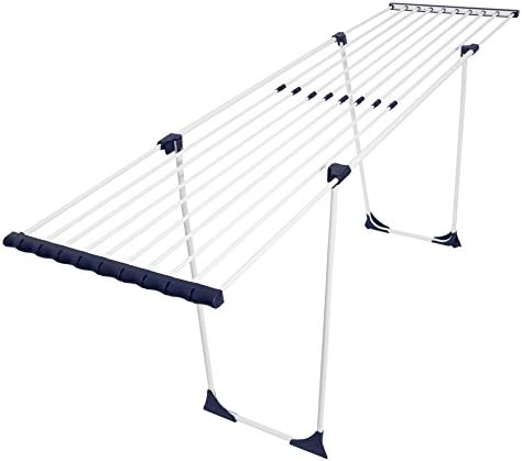 BigDean Teleskop Wäscheständer für Bettwäsche (!!) 20m - ausziehbar - ohne störende Querstrebe - Flügelwäscheständer Wäschetrockner Ständer XXL mit Rollen