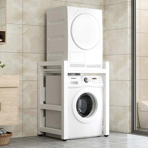 Waschmaschinenschrank Überbauschrank Waschmaschinenschrank für Trockner & Waschmaschine Waschmaschinenschrank mit 3 Höhenverstellbar (Weiß+Weißer Rahmen)