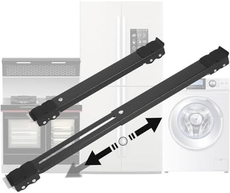 aleawol 2 Stück Mobiles Waschmaschinen Untergestell mit 24 Rollen, Bären 300KG, Verstellbar 45-70cm Ultrastabiler Waschmaschine Base, Transportroller für Kühlschrank Waschmaschine Trockner (Schwarz)