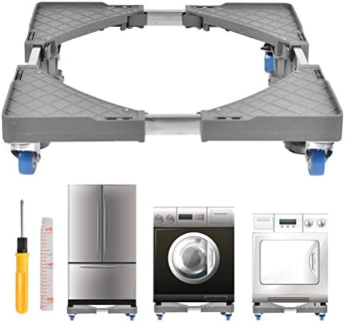 FOCCTS Einstellbare Waschmaschinen Untergestell Sockel mit Schwenkräder, Halterung Waschmaschine Trockner Sockel Untergestell mit für Trockner, Wäschetrockner, Herde, Kühlschränke, Gefrierschränke