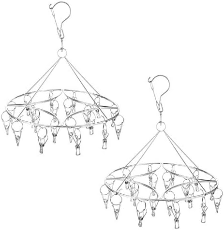 Skroad Sockentrockner für Unterwäsche, Dessous, Babykleidung und kleine Wäscheartikel, Edelstahl, drehbar (2Pack-20 Peg)