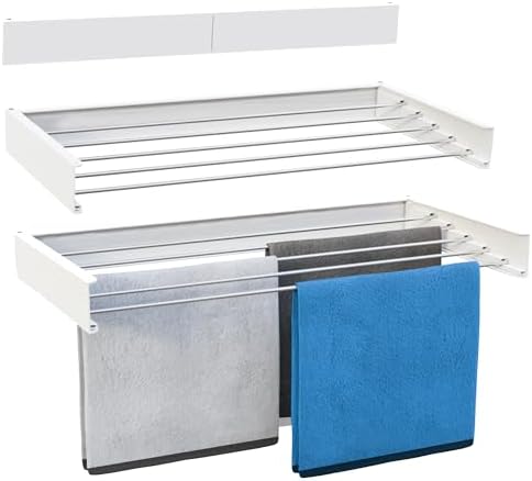 Vonia Wandtrockner, Wäscheständer, Wäschetrockner aus hochwertigem Aluminium, Wandmontiert, Wäschetrockner Wand, Wäscheständer klappbar, 80 x 40 cm, Weiẞ