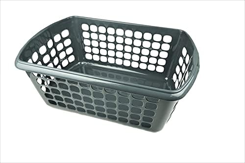 HRB Wäschekorb Plastik (anthrazit), 50L Wäsche Box Volumen, Wäschesammler mit 59,5 x 39 x 24 cm Außenmaß, Wäsche Sortierer groß, Aufbewahrungskorb