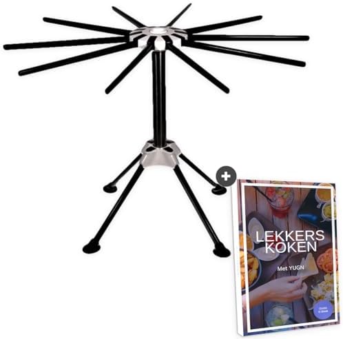 YUGN® Nudeltrockner Edelstahl Pastatrockner Nudelständer - Enthält 10 Arme und Ist Spülmaschinenfest - Für Die Herstellung Von Nudeln und Spaghetti - Nudelständer zum Trocknen - kostenloses E-Book