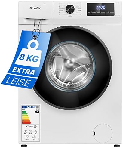Bomann® Waschmaschine 8kg | max. 1400 U/min | 10 Jahre Motor-Garantie | robuster, leiser & langlebiger Invertermotor | 15 Waschprogramme | LED-Display | Washing Machine mit Dampffunktion | WA 7185