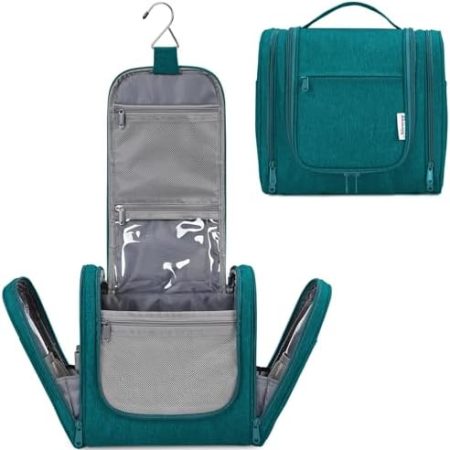 Narwey Kulturbeutel Damen & Kulturbeutel Herren Kulturtasche Zum Aufhängen Männer Kosmetiktasche Waschtasche für Frauen & Mädchen (Blau Grün)