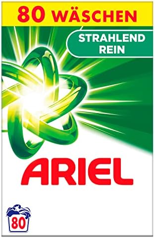 Ariel Waschmittel Pulver, Waschpulver, Vollwaschmittel, 80 Waschladungen, Strahlend Rein bei niedrigeren Temperaturen und Anti-Rückstands-Technologie (5.2 kg)