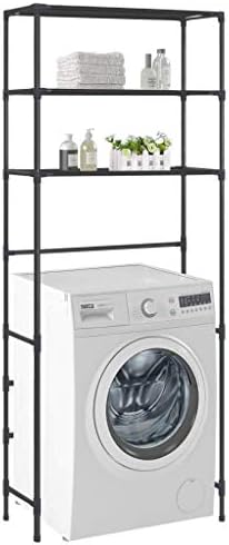 Irfora Waschmaschinen-Regal WC-Regal mit 3 Ablagen Überbauregal Waschmaschine Badregal Waschmaschinenschrank Waschmaschine Bad Schrank Schwarz 69×28×169 cm