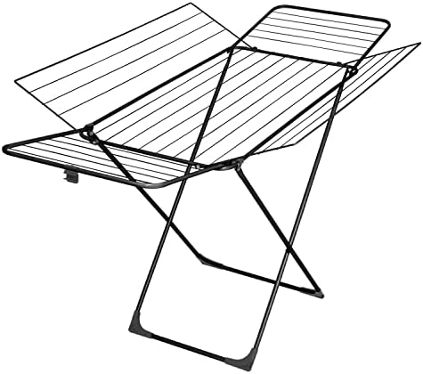 Velkea H300 Faltbarer Wäschetrockner mit 4 Flügeln 26m Trocknungsfläche Wäscheständer Innen Außen Schwarz 183 x 99 x 96 cm bis 22kg