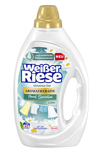 Weißer Riese Universal Gel Aromatherapie Floral Sensation Lotus (22 Waschladungen), Vollwaschmittel für strahlend saubere Wäsche wirkt riesig stark gegen Flecken schon ab 20° C, 100% recycelbar