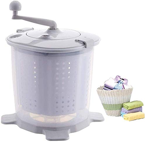 Mini-Handkurbel-Waschmaschinen-Dehydrator, kleine halbautomatische Waschmaschine, kompakter Schleudertrockner, tragbares manuelles nicht elektrisches Gerät, geeignet für Camping-Schlafsäle, grau