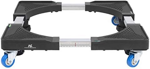 Maclean MC-855 Waschmaschinen-Untergestell Sockel Unterlage bis 250kg einstellbare Breite 500-700mm 4 Gummiräder 4 Füße Wasserwage