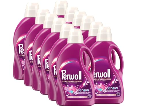 PERWOLL Blütenrausch Waschmittel 12x 27 WL (324 Waschladungen), Feinwaschmittel reinigt sanft und erneuert Farben und Fasern, für alle farbigen Textilien, mit Dreifach-Renew-Technologie
