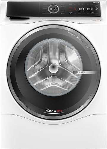 BOSCH WNC244070 Waschtrockner Serie 8, Frontlader mit 9/6kg Fassungsvermögen, 1400 UpM, Home Connect, EcoSilence Drive, Iron Assist, SpeedPerfect, AutoDry, Weiß, 60cm