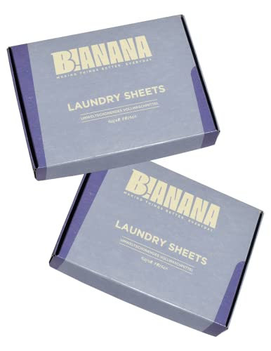 B!ANANA Waschmittel-Blätter Laundry Sheets als Vollwaschmittel - 60 Wäscheladungen - für Allergiker - Super Frisch