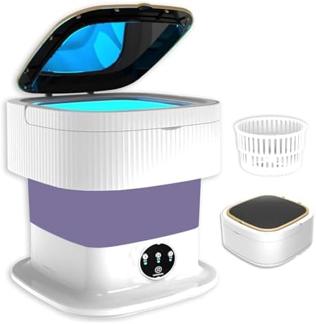 Faltbare Mini Waschmaschine, 10L Tragbare Mobile Waschmaschine mit Ablaufkorb und Wäschesack für Baby-Kleidung, Unterwäsche oder kleine Gegenstände, Reisen, Tourenwagen, Wohnheim, Zuhause