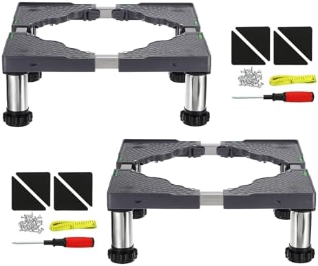 PATIKIL Waschmaschinen Untergestell Kühlschrankständer 8 starke Füße verstellbarer Ständer mit Ablage Anti-Vibration für Trockner Klimaanlage 114"-126" Höhe 2er Pack
