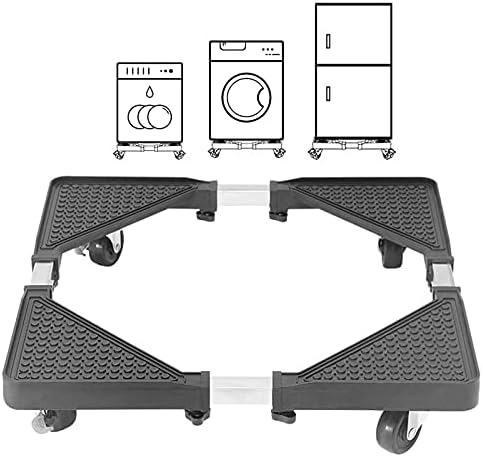 Multifunktionaler Waschmaschine Sockel Verstellbare Sockel mit 4 Gummierten, Arretierbaren Schwenkrädern, Waschmaschinen Untergestell Teleskopbasis für Waschmaschine, Trockner, Kühlschrank (60~80cm)