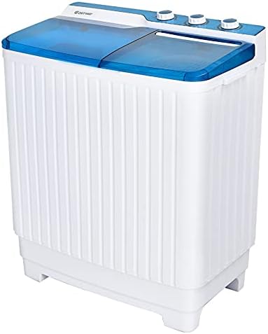 RELAX4LIFE Waschmaschine mit Schleuder, Waschautomat mit 2 Kammern & 3 Modi & Timer, 7,5 Kg Waschkapazität & 3 Kg Schleuderkapazität, Toploader Waschmaschine für Zuhause (Blau)