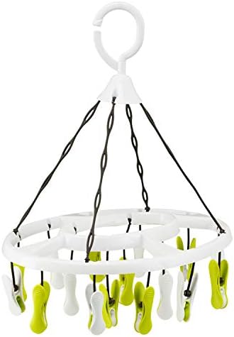 culiclean Wäschespinne Camping klein Mini faltbar Wäscheständer klein Sockenspinne Sockentrockner mit Wäscheklammern Hängetrockner für Balkon Reise platzsparend weiß mit grün weiß