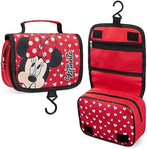 Disney Minnie Maus und Lilo und Stitch Kulturbeutel Kinder - Kosmetiktasche Groß mit Durchsichtige Tasche Mädchen (Rot Minnie)