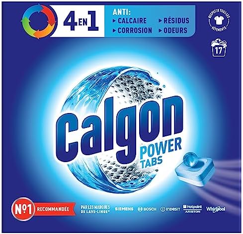 Calgon Powerball 3-in-1-Tablett, geruchsabweisend, Anti-Kalk und Reinigungsmittel für Waschmaschine (17 Tabletten)