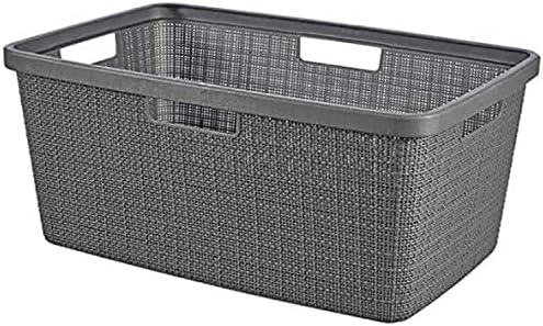Curver Wäschekorb Jute 46 l, Grau, 70% recycelbar