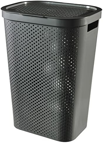 Curver Wäschebehälter Wäschekorb Wäschesammler Infinity 59L Dunkelgrau Korb