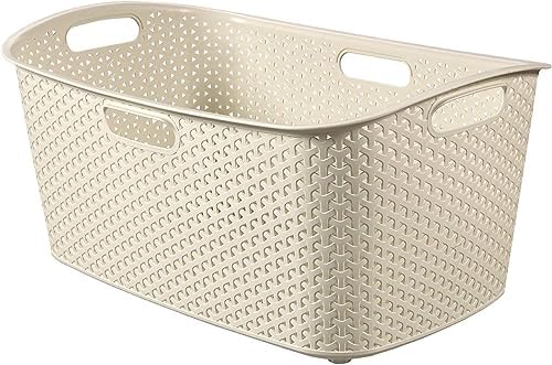 Curver 00745-885-00 Wäschekorb My Style 49l in Creme, Plastik, 35 x 25 x 10 cm