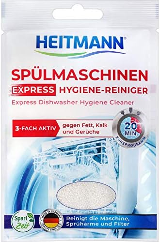 HEITMANN Express Spülmaschinen Reiniger 30g: Reiniger für Geschirr, 3fach aktiv gegen Fett, Kalk, Gerüche, wirkt schon im Kurzprogramm, spart Zeit, Energie und Kosten