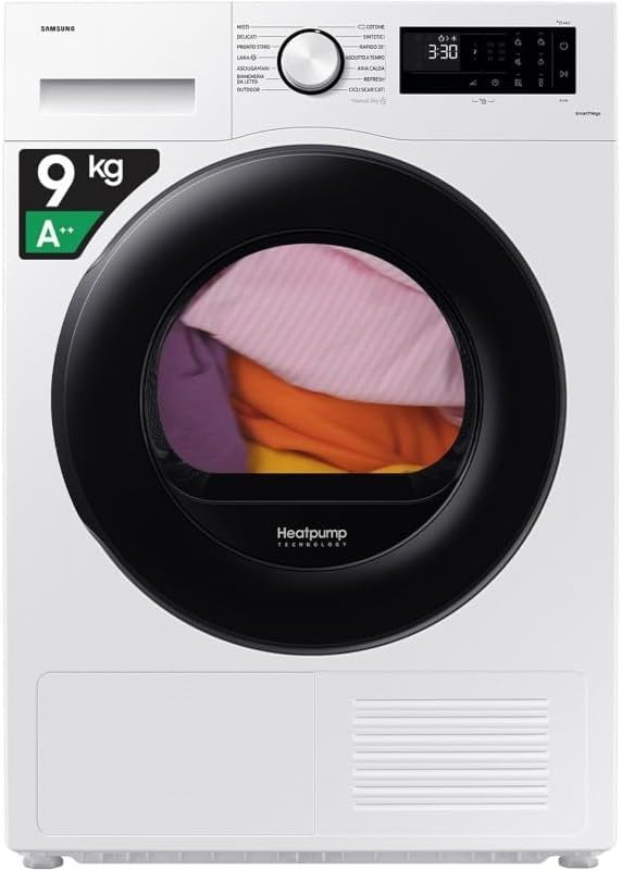 Samsung Trockner Crystal EcoDry DV90CGC0A0AE/ET 9 kg, Wärmepumpe, WLAN, Sensor, Optimal Dry Sensor, Filter 2 in 1, Frontlader, 60 l x 85 h x 65p cm