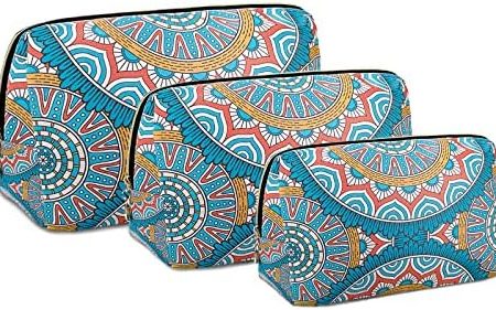 Vintage Bohemia Kosmetiktasche Waschtasche Kulturtasche Portable Wasserdicht Schminkkoffer Münztasche für Mädchen Schminktasche Organizer Große Kapazität Kulturbeutel für Geschenk Frauen Geburtstag