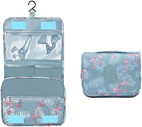 FIBOUND Kulturtasche zum Aufhängen,Faltbarer Reise Kosmetiktasche mit Tragegriff,Reise Kulturtasche für Reise, Urlaub & Haushalt (Flamingo-Muster)