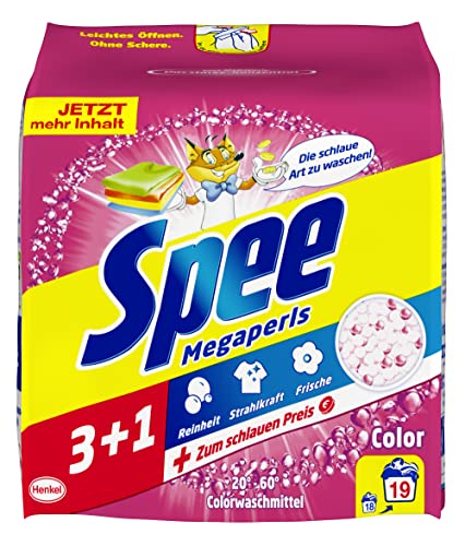 Spee Color Megaperls 3+1 (19 Waschladungen), Waschpulver für bunte Wäsche verleiht Reinheit, Strahlkraft und Frische, Colorwaschmittel