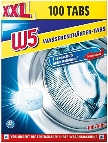 W5 100x Entkalker Tabs für Waschmaschine | Wasserkocher | Spülmaschine, TESTSIEGER STIFTUNG WARENTEST, Entkalkungstabletten für alle Marken & Modelle Kompatibel