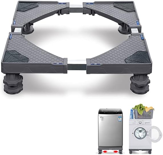 Aufun Waschmaschinen-Untergestell Verstellbare Waschmaschinen Sockel, Podeste & Rahmen für Waschmaschinen, Trockner und Kühlschrank (Länge&Breite 45-75 cm, Höhe 10-13 cm Einstellbare), Grau