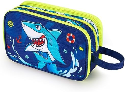 Hai Kinder Kulturtasche Jungen - Kinder Kulturbeutel Zum Aufhängen Waschbeutel Kosmetiktasche Herren Camping Reise Wasserdicht Tragbar Waschtasche für Geschenk