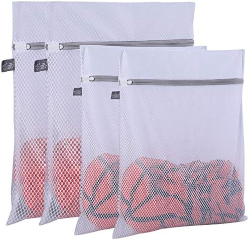 Kimmama Wäschesack aus Mesh-Waschtaschen, Waschmaschinen-Waschbeutel, Honigwaben-Mesh-Wäschesack zum Waschen von Feinwäsche, 4er-Pack