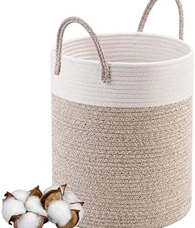 Wäschekorb mit Henkel Faltbar Geflochten Groß Wäschesammler Wäschesortierer Wäschebox Wäschetonne Spielzeug Aufbewahrung Aufbewahrungskorb laundry baskets Wäschetruhe mit Griff Handarbeit,46x38cm