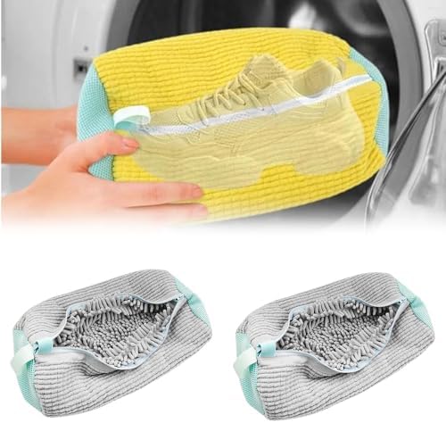 WANSHI Schuhwaschbeutel Waschmaschine,Sneaker Wäschesack, Wäschenetz,Schuhewasch Waschbeutel Maschine beutel ,Wäschesack Gepolstert Für Schuhe Waschmaschine (grau, 2PCS)