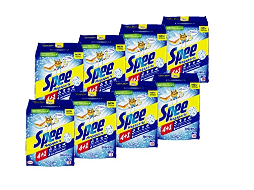 Spee Megaperls Universal Waschpulver 4 + 1 152 WL (8 x 19 Waschladungen), Vollwaschmittel mit 4 + 1 Formel vereint Reinheit, Strahlkraft, Frische & Nachhaltigkeit, 20° - 95° C