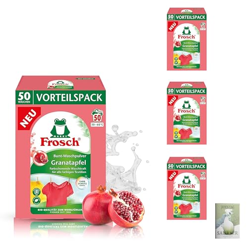 Frosch Granatapfel Waschpulver 50 WL 3,3 kg, 3er Pack, (3 x 50 Waschladungen) und Celexqua Reinigungsratgeber