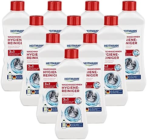 HEITMANN Waschmaschinen 3- in 1 Reiniger, 10er Pack: entfernt Kalk, Ablagerungen & Gerüche von Gummi- und Metallteilen, mit Anti-Biofilm-Formel, materialschonende Formel