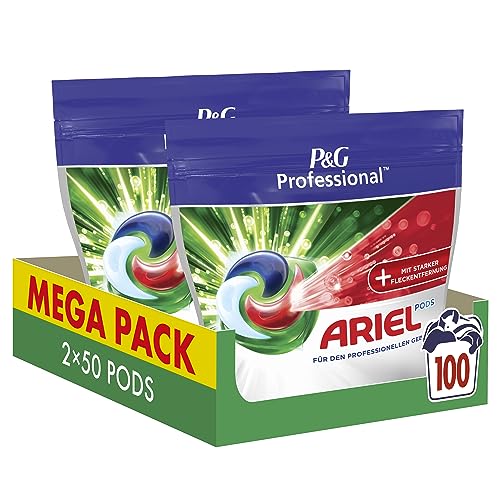 Ariel Professional All-in-1 Pods Waschmittel mit starker Fleckentfernung, 100 Waschladungen (2 x 50 Kapseln), unsere beste Formel gegen hartnäckige Flecken